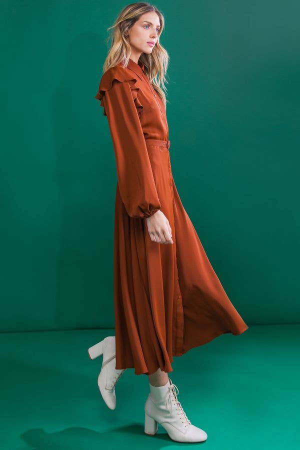 A solid woven midi dress - ID20390