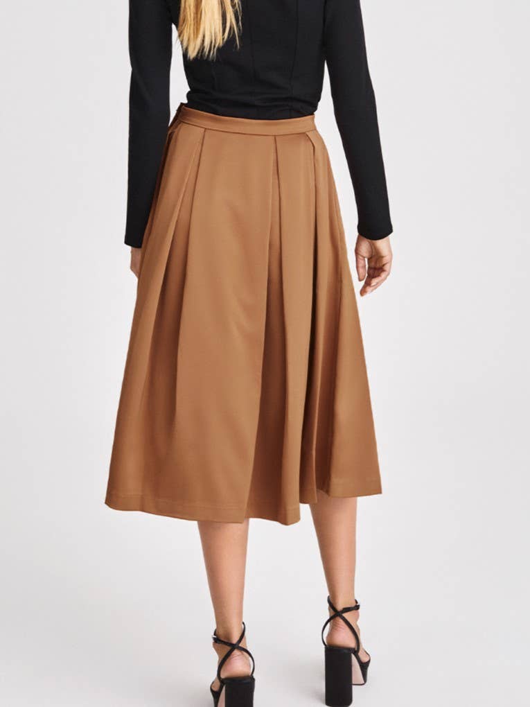Elegant Pleated High-Waisted Midi Skirt
