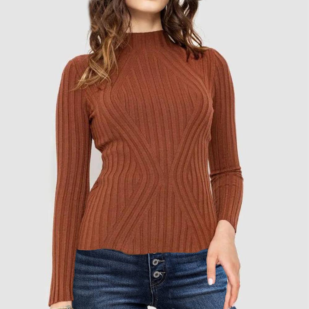 Striped long-sleeved knitted base layer sweater