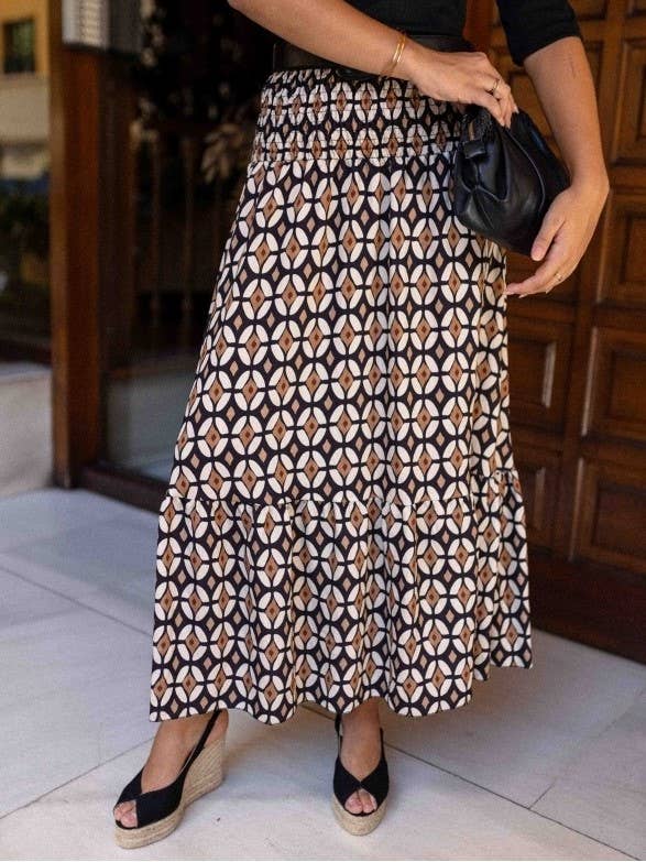 Boho Vintage Abstract Geometric Pattern Skirt