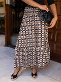 Boho Vintage Abstract Geometric Pattern Skirt