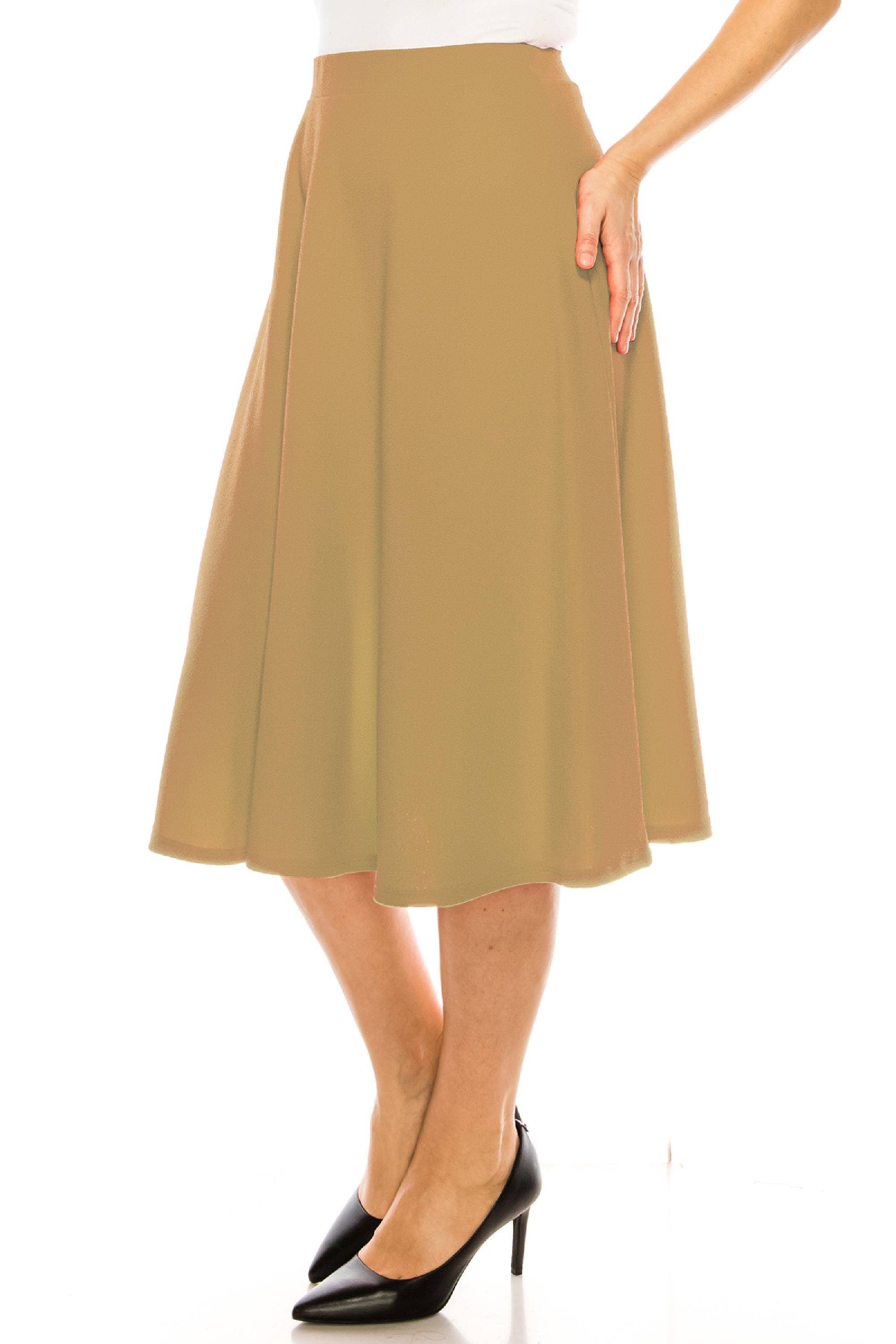 Women's Plus Size Casual Flared Midi Skirt Made in USA