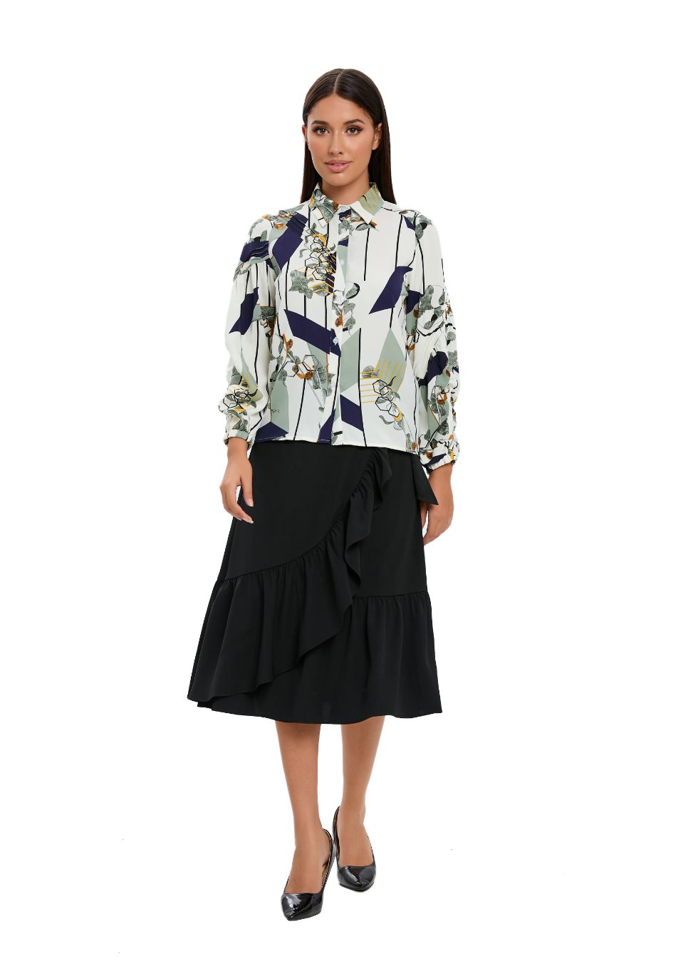 Button Down Collared Print Shirt