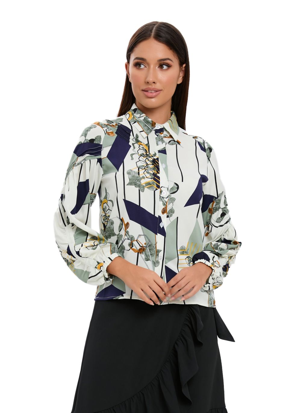 Button Down Collared Print Shirt