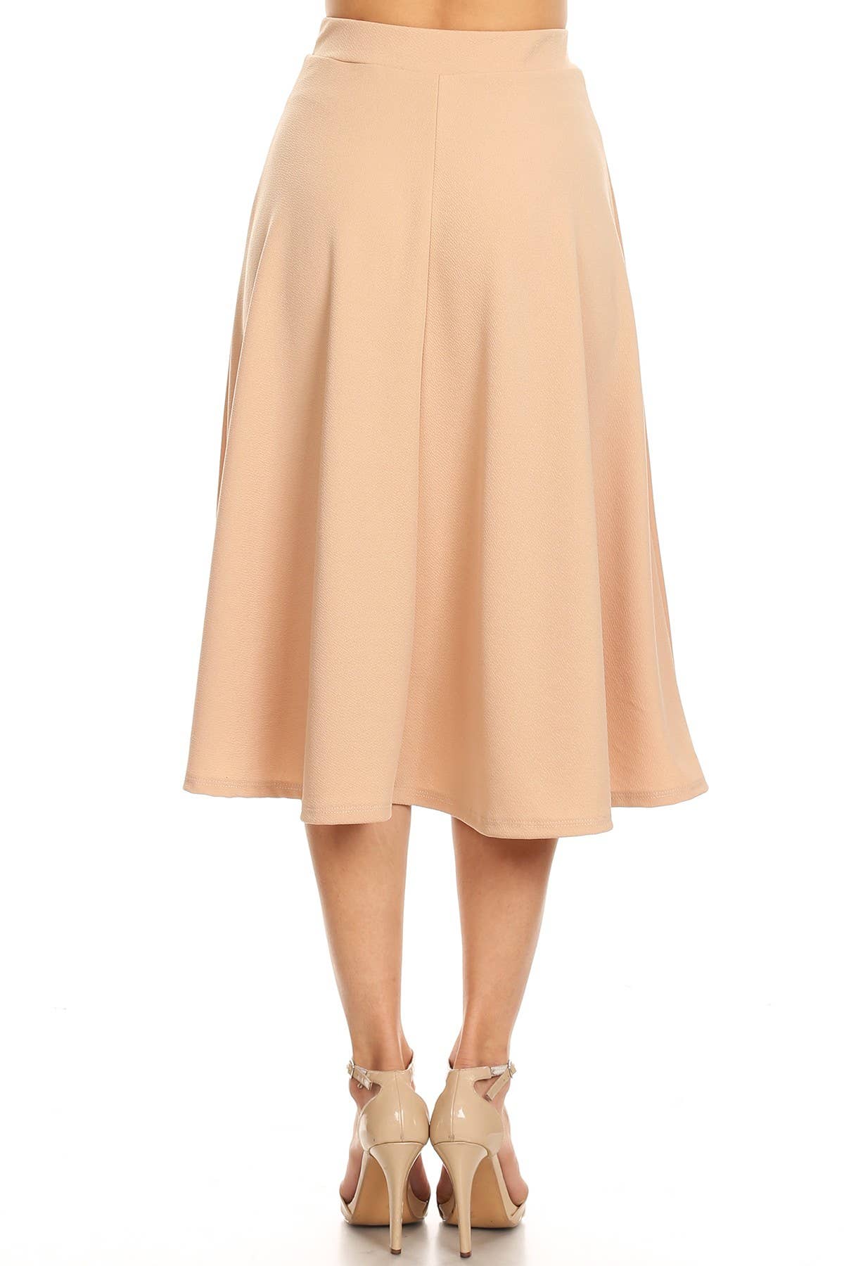 Women's Solid Basic Casual Flared Midi Skirt (Open Pack)