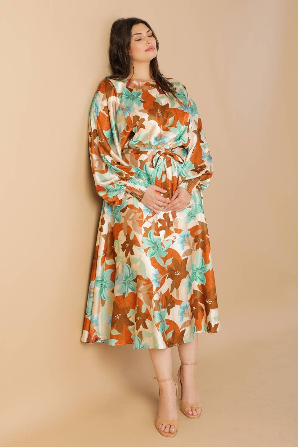 A printed woven midi dress - ID21586-P