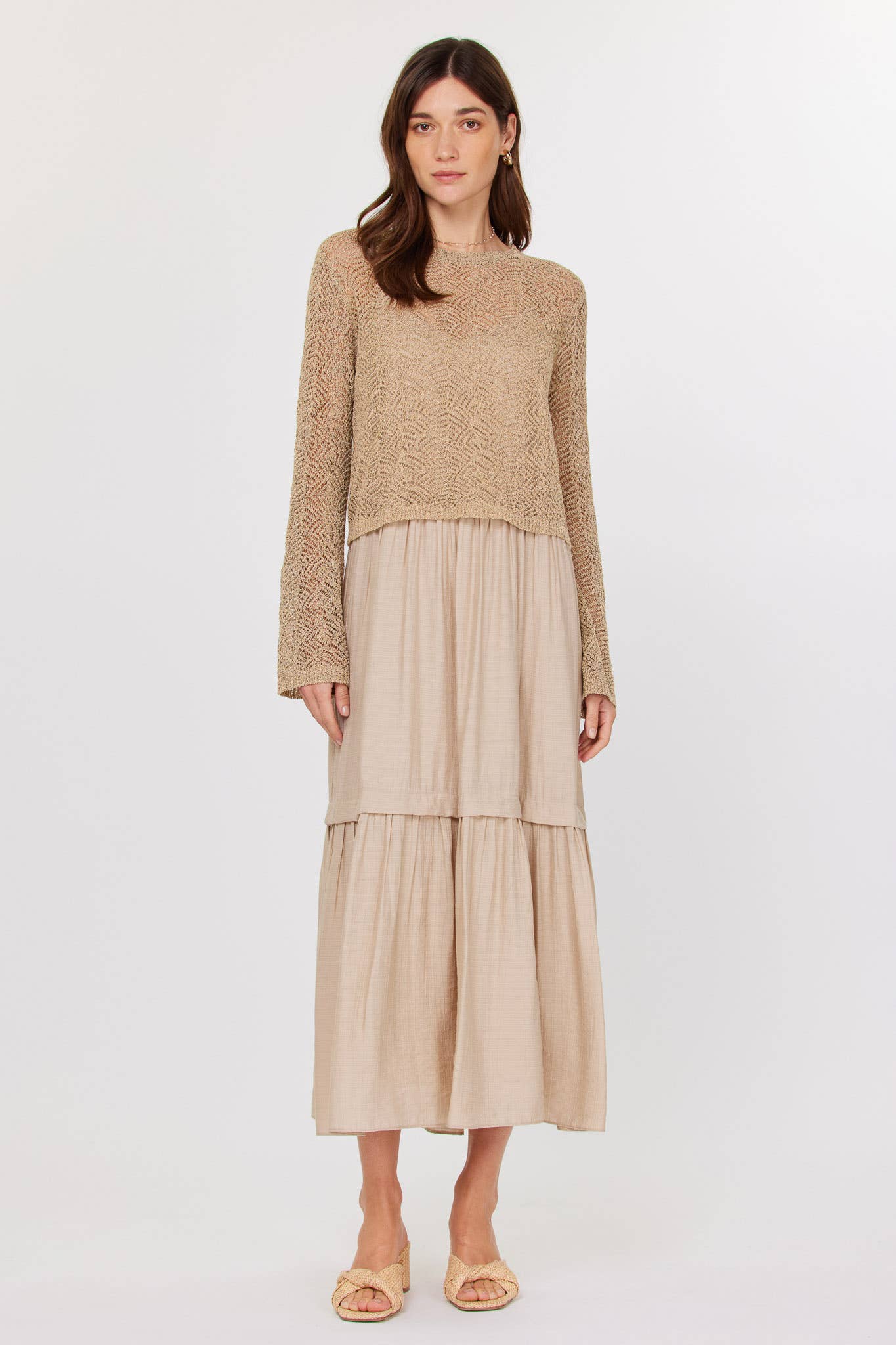 Twofer Sweater & Tiered Midi Dress Set