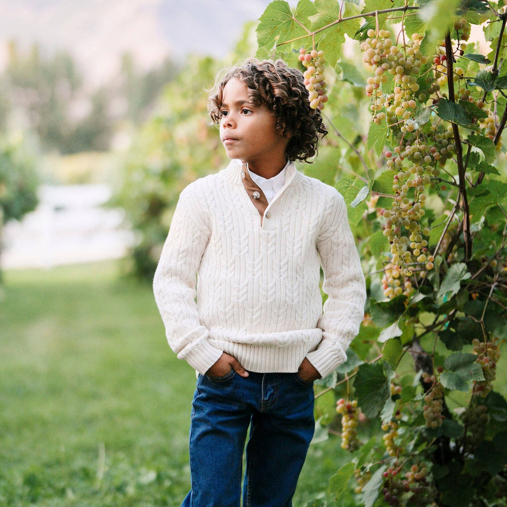 Organic Mock Neck Cable Sweater