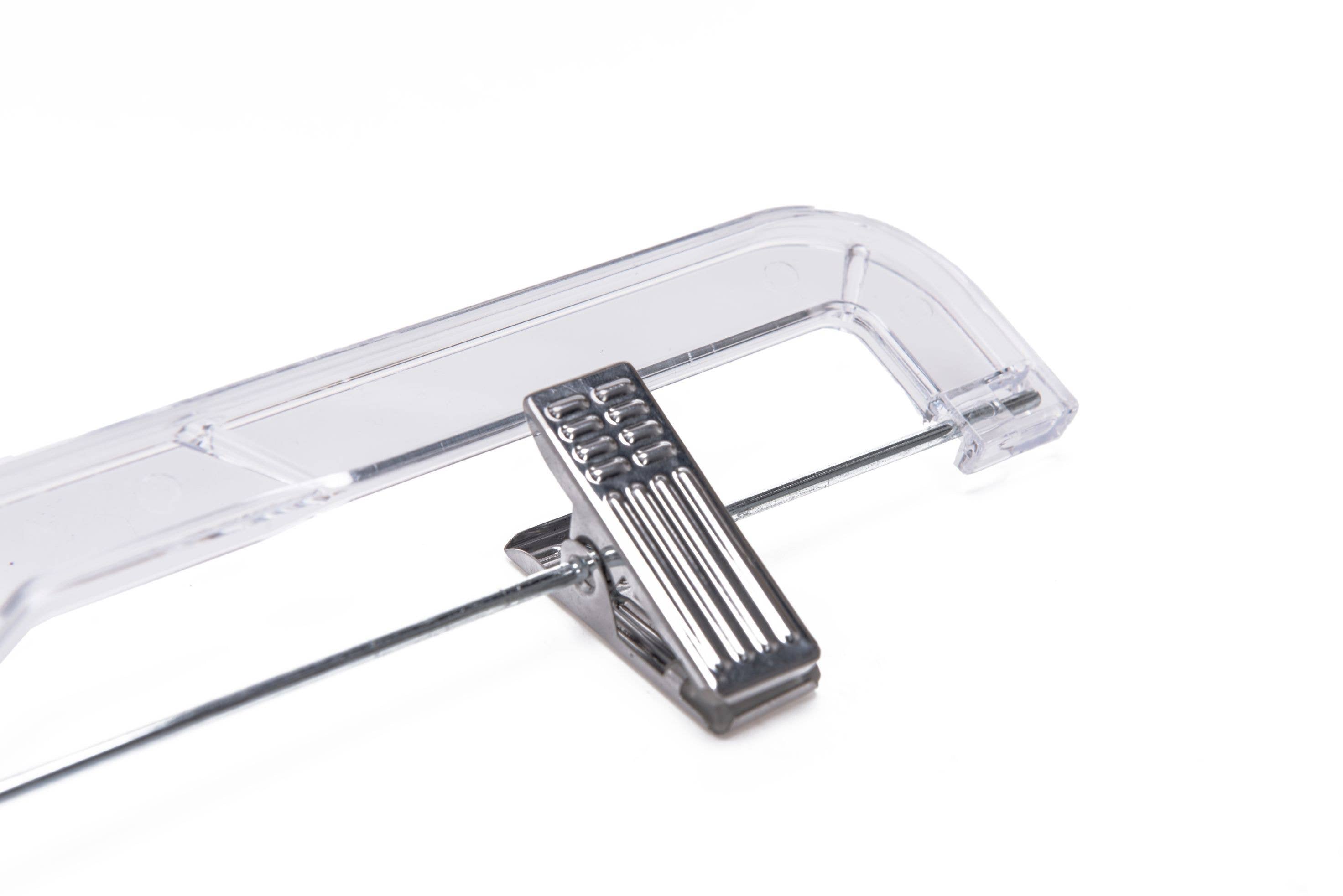P022 Clear Crystal Plastic Skirt Hanger with Clips 100 pc