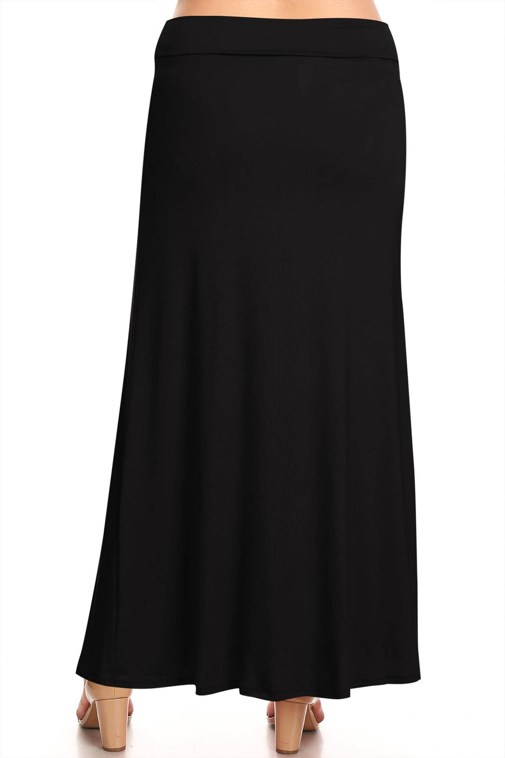 Women's Plus Size Foldable  Waist  Solid Long Maxi Skirt