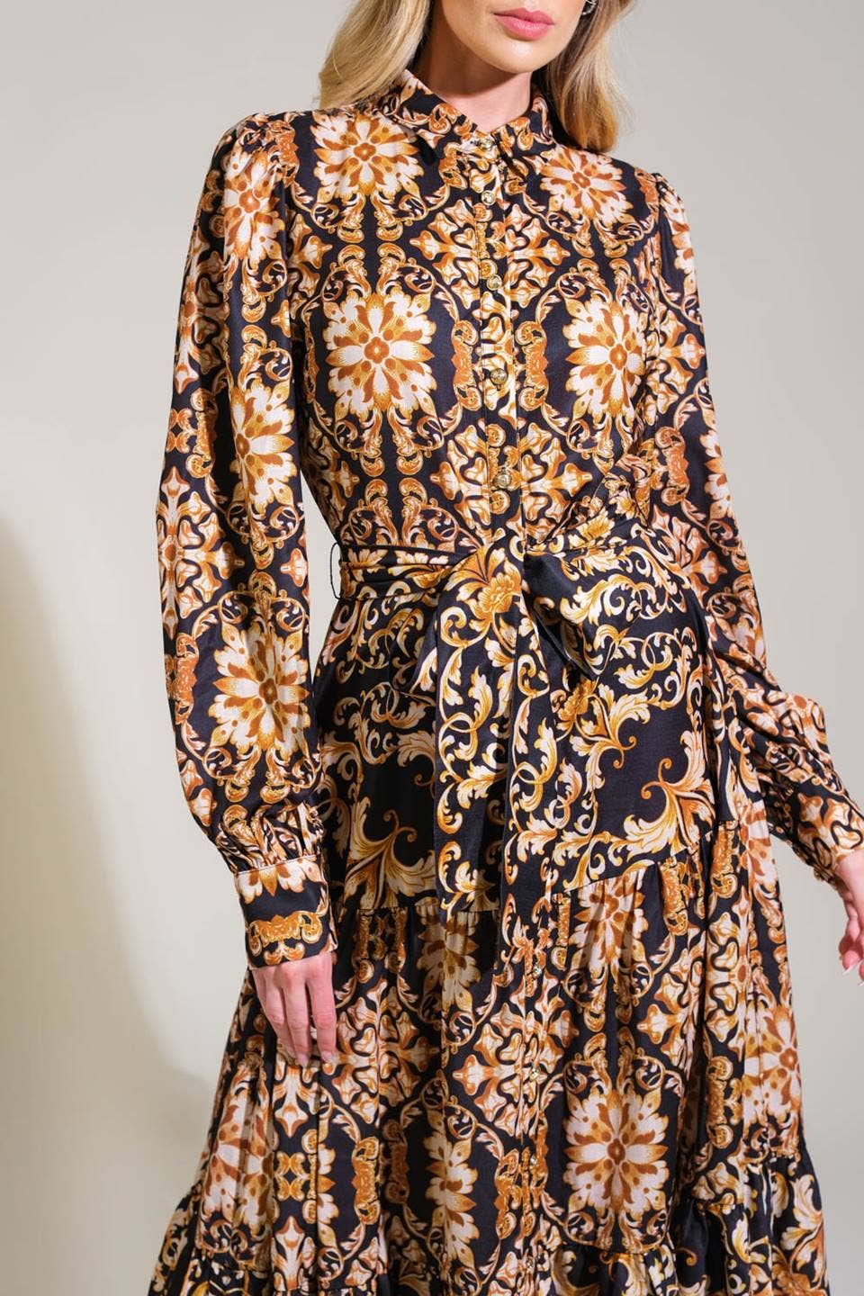 A printed woven midi dress - ID21481