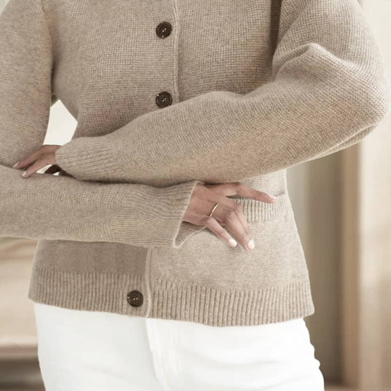 Demure hourglass silhouette cardigan