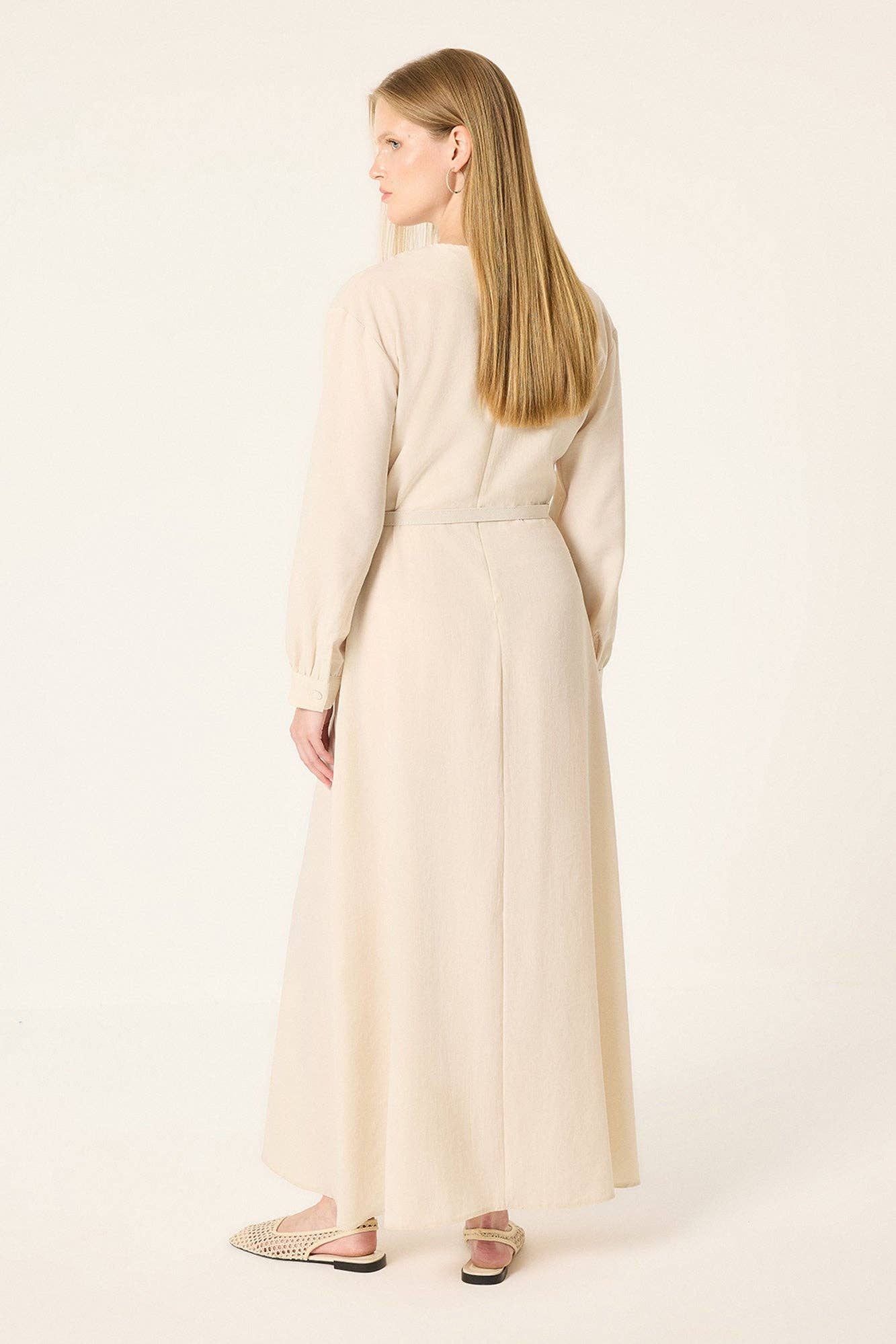 Belted Pleated Maxi Dress