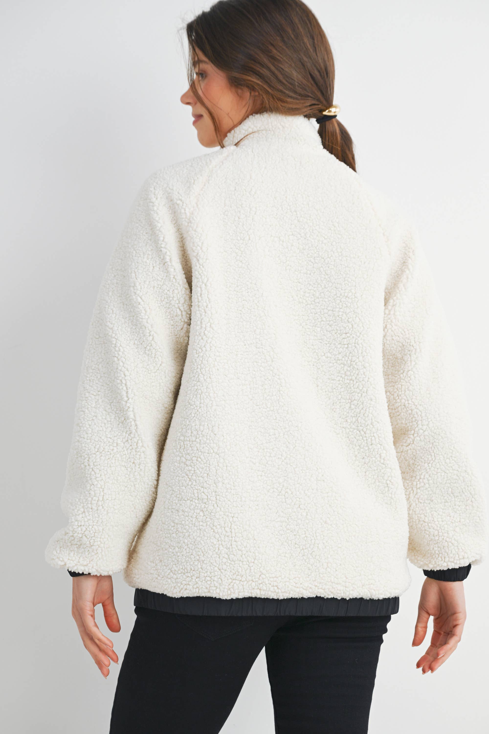 Teddy Fleece Zip-Up Maternity Jacket