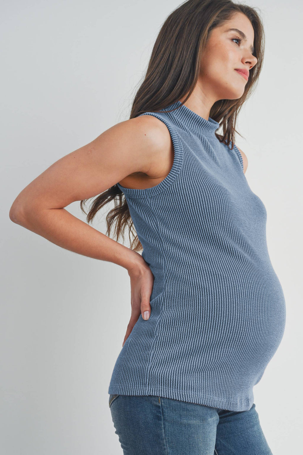 Ribbed Mock Neck Maternity Tank Top