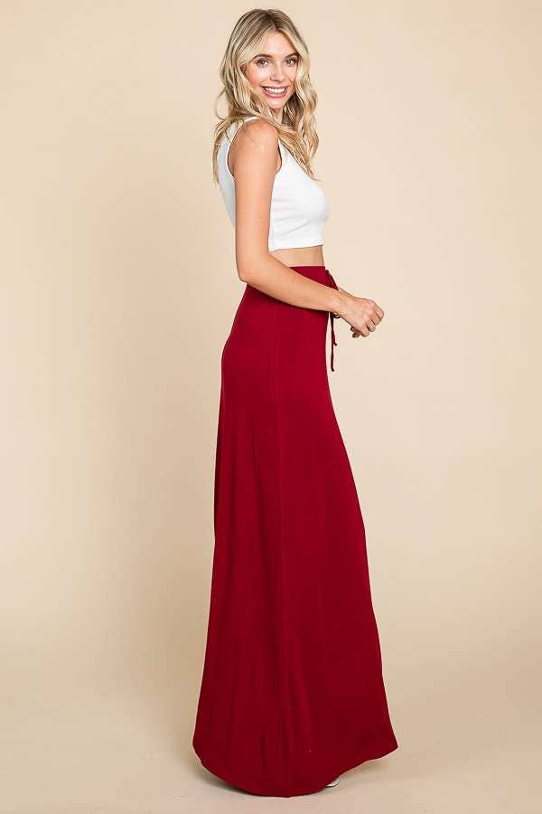 CBA1847 - DRAW STRING FLARE MAXI SKIRT