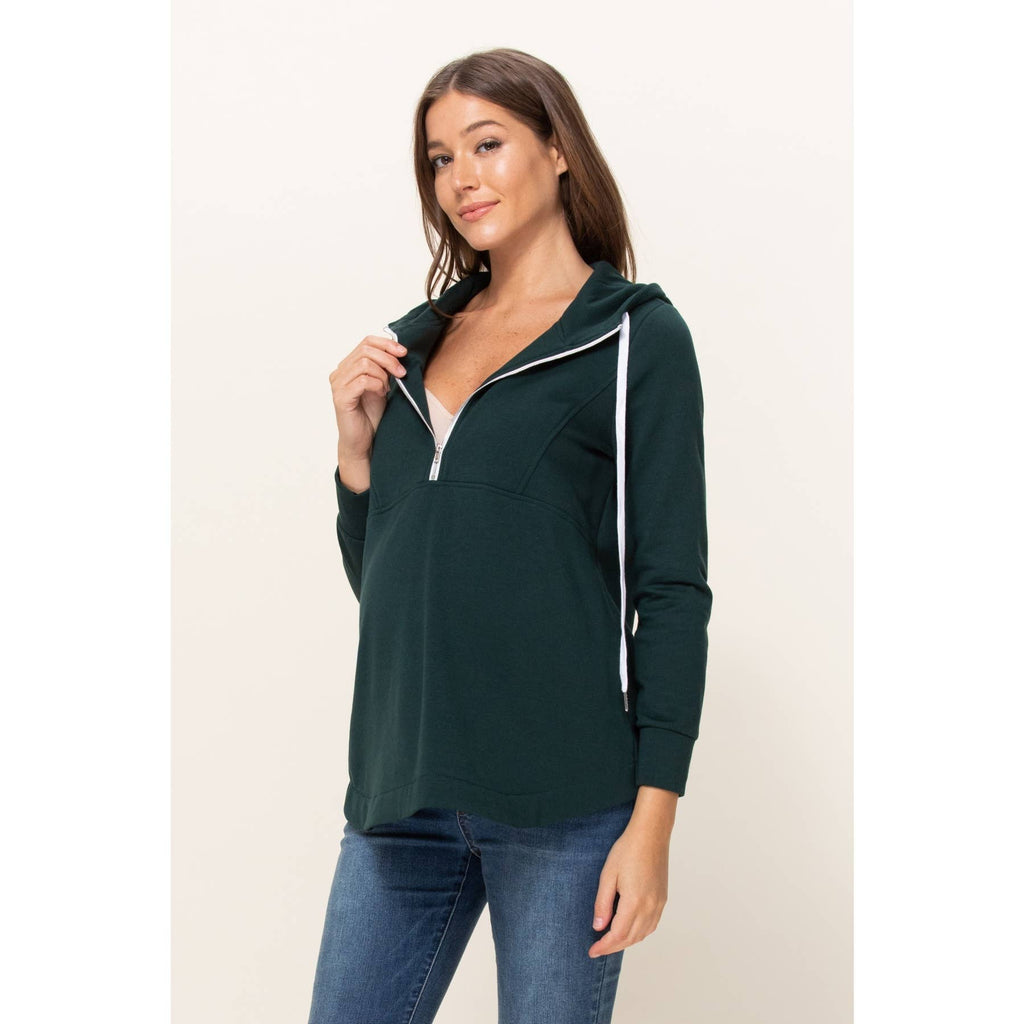French Terry Half-Zip Maternity Nursing Hoodie