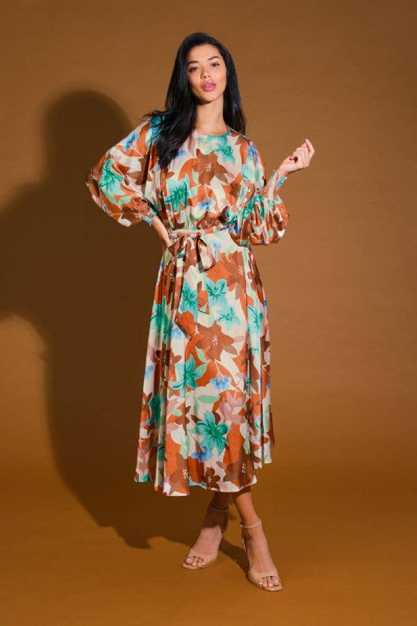 A printed woven midi dress  - ID21586