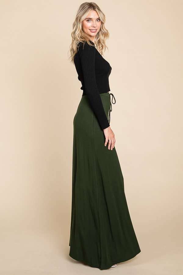 CBA1847 - DRAW STRING FLARE MAXI SKIRT