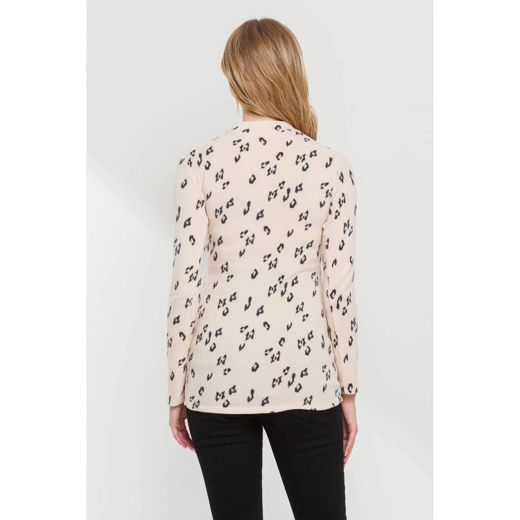 Animal Print Mock Neck Long Sleeve Maternity Top