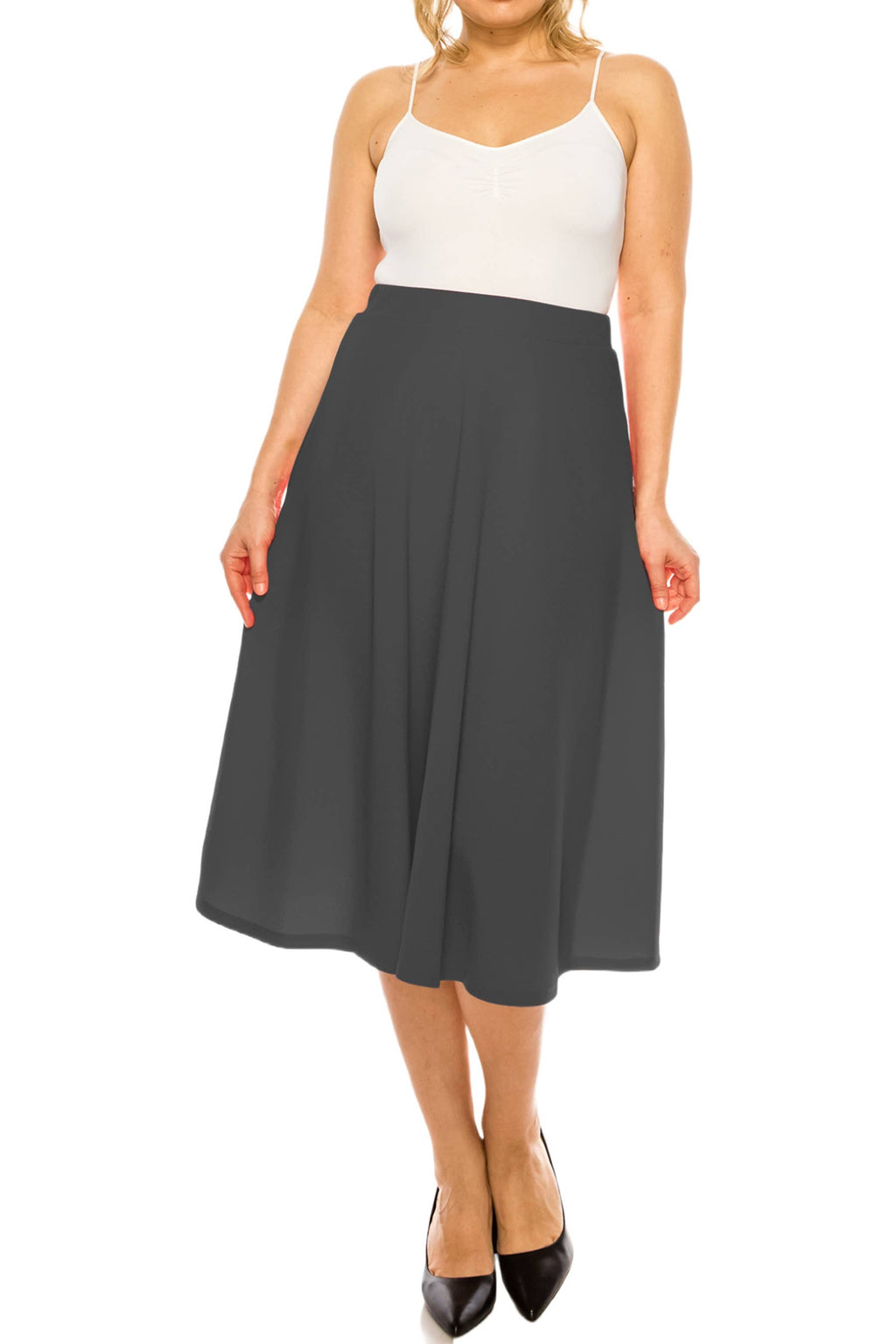 Women's Plus Size A-Line Flared Midi Skirt