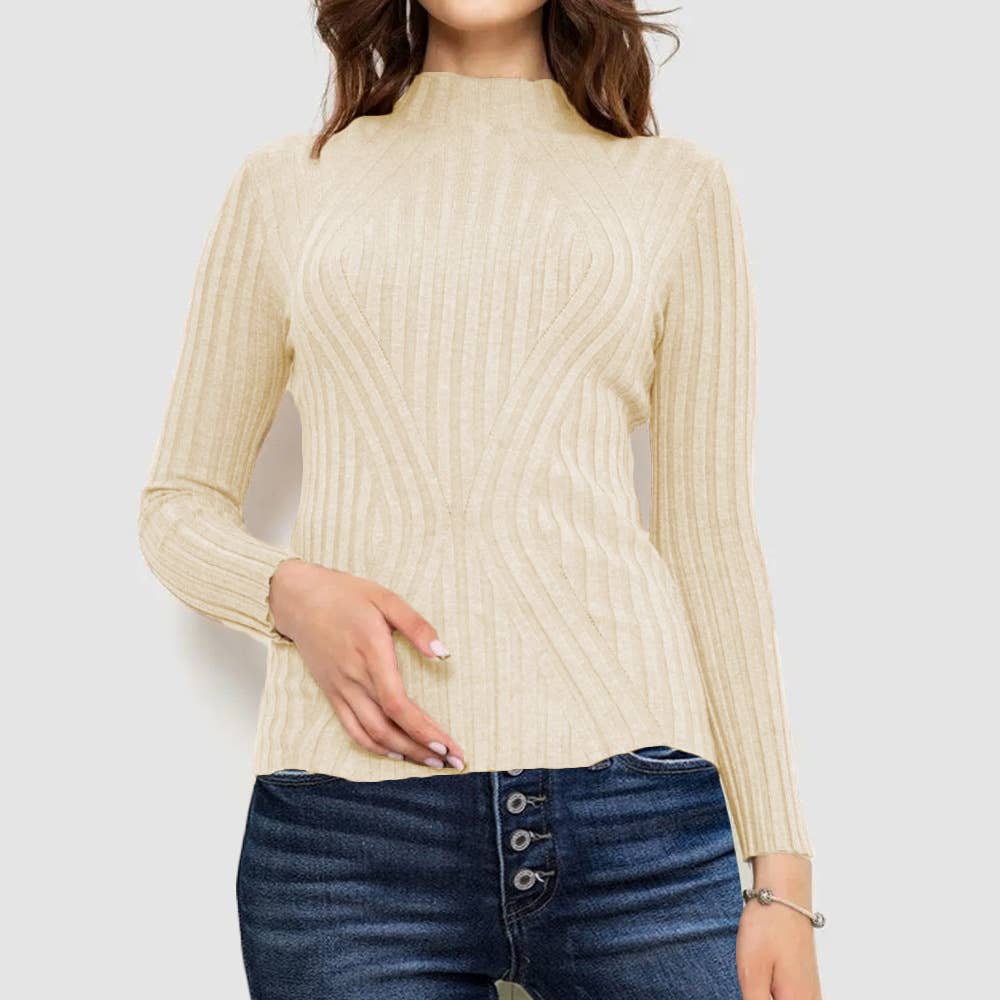 Striped long-sleeved knitted base layer sweater