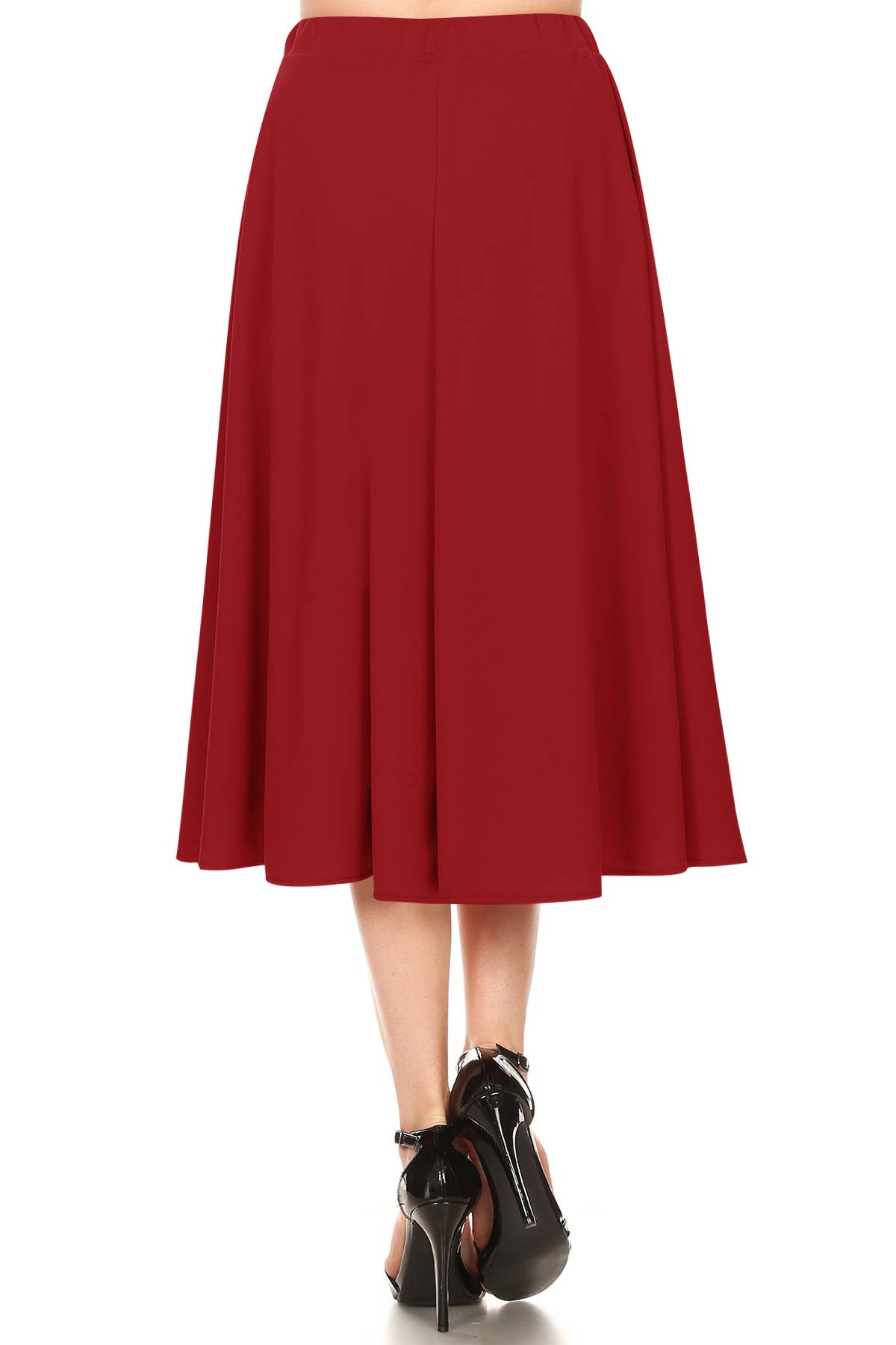 Women's Casual A-Line Pleated Solid Midi Skirt