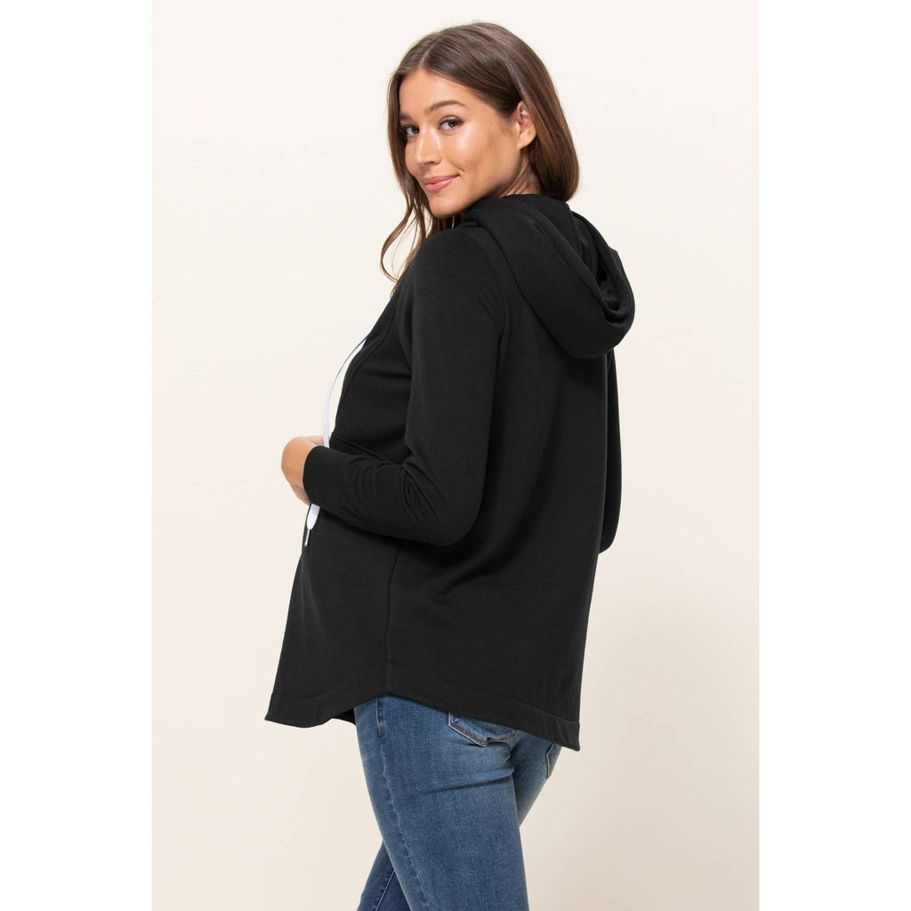 French Terry Half-Zip Maternity Nursing Hoodie