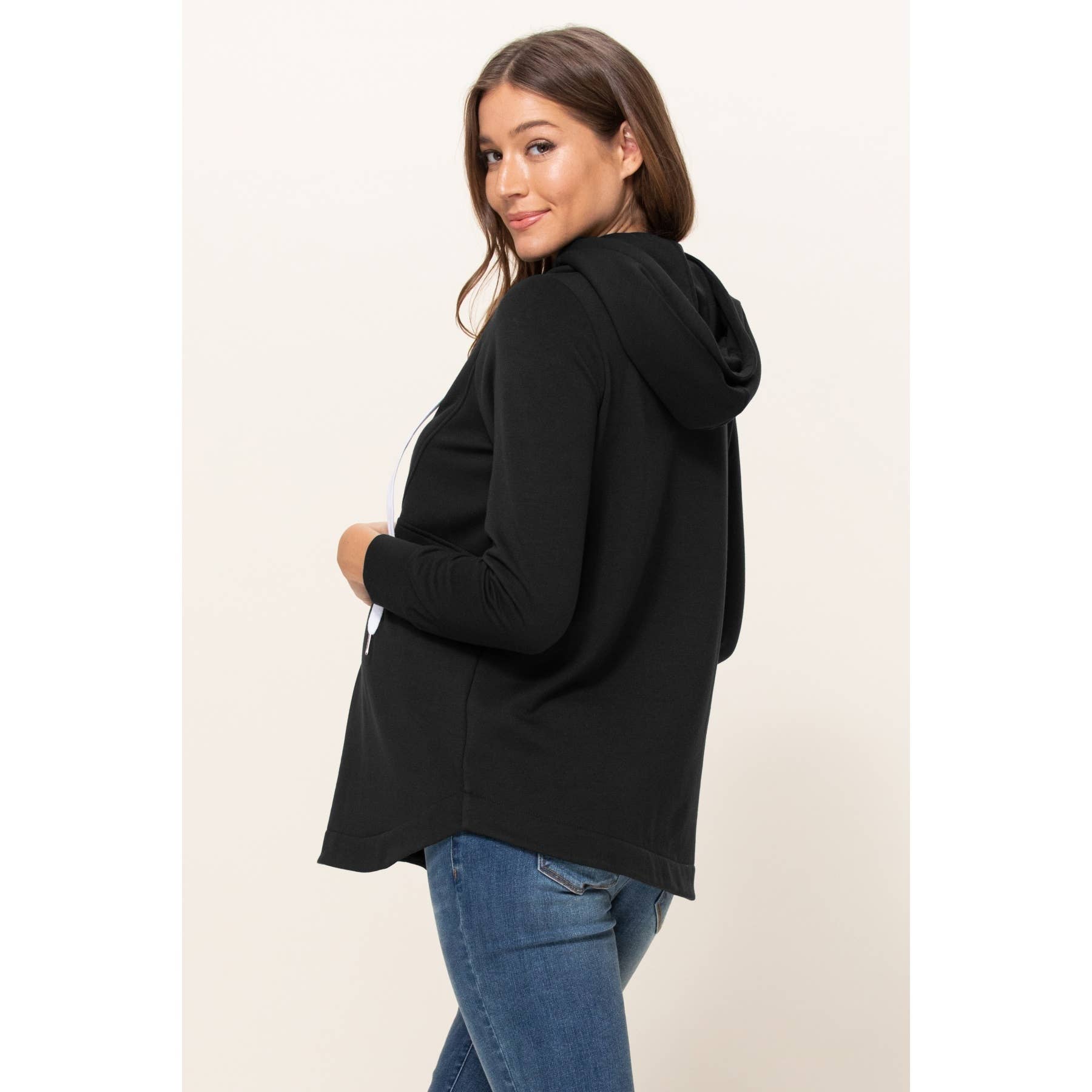 French Terry Half-Zip Maternity Nursing Hoodie