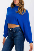LONG SLEEVE MOCK NECK KNIT CROP TOP