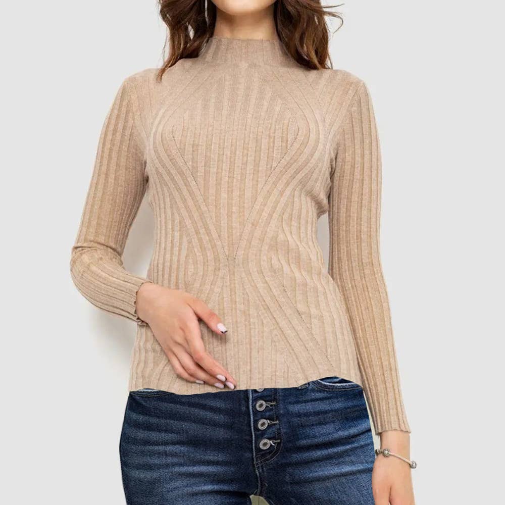 Striped long-sleeved knitted base layer sweater
