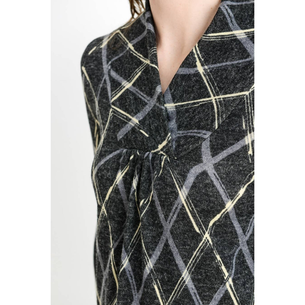 Plaid Shawl Collar Maternity Knit Tunic Sweater