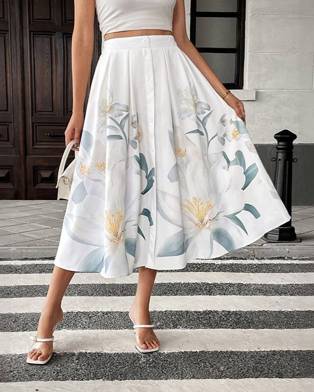 Casual Sweet Floral Print Skirt