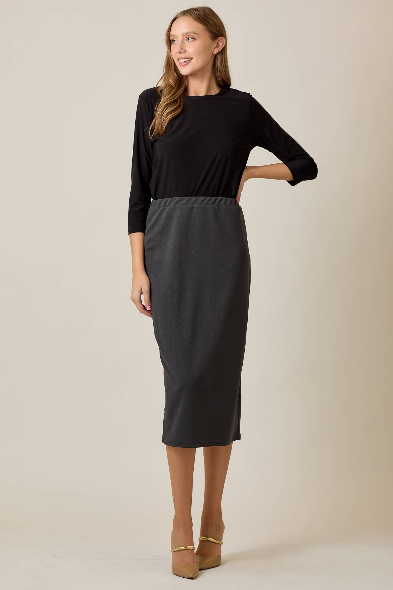 PLUS SIZE KNEE LENGTH PENCIL SKIRT -MODEST 31-INCH  -CS33770