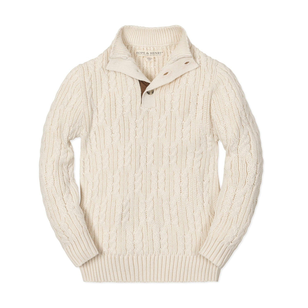 Organic Mock Neck Cable Sweater