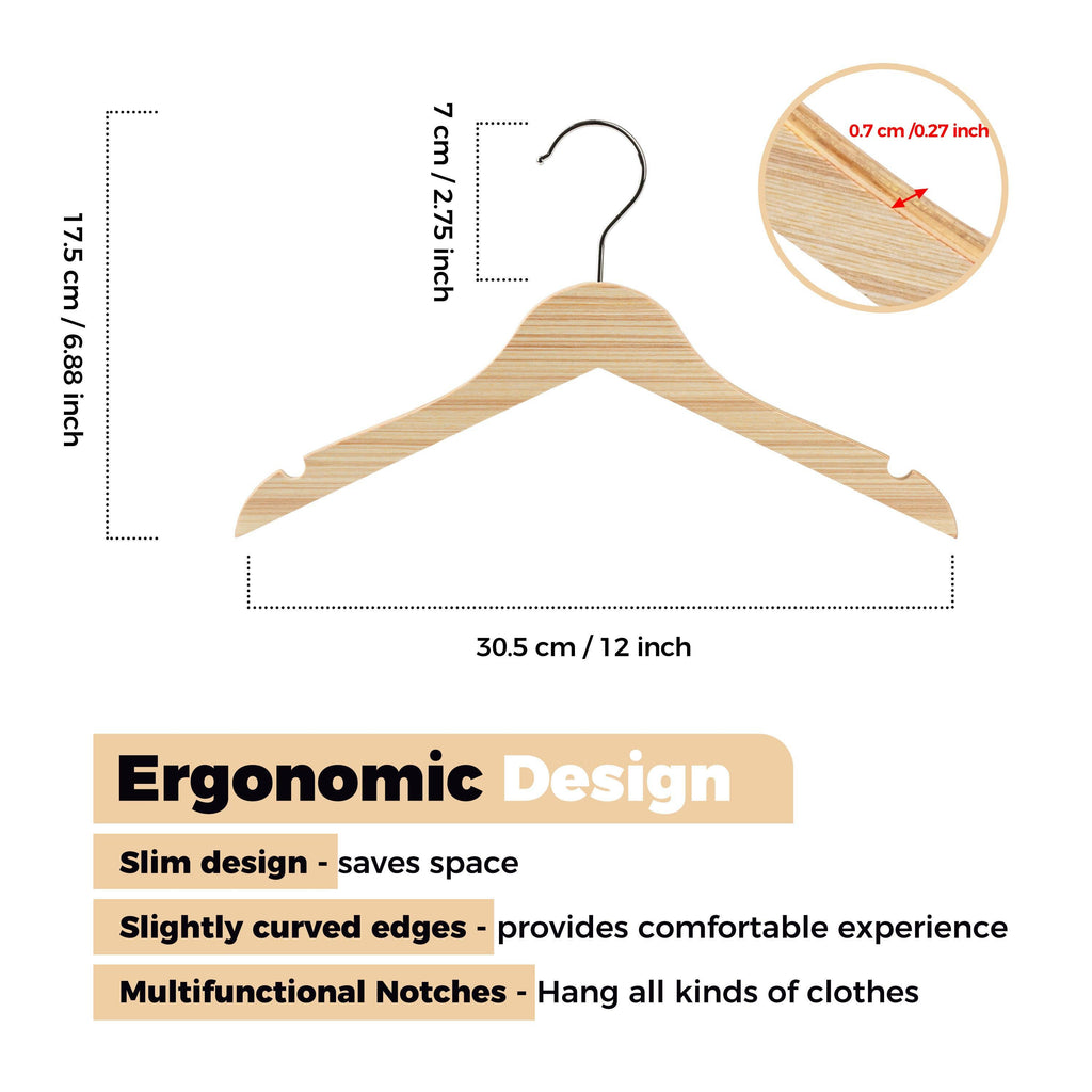 WLMK32-NT – 12" Slim Natural Kids Wooden Hangers – 100-Pack