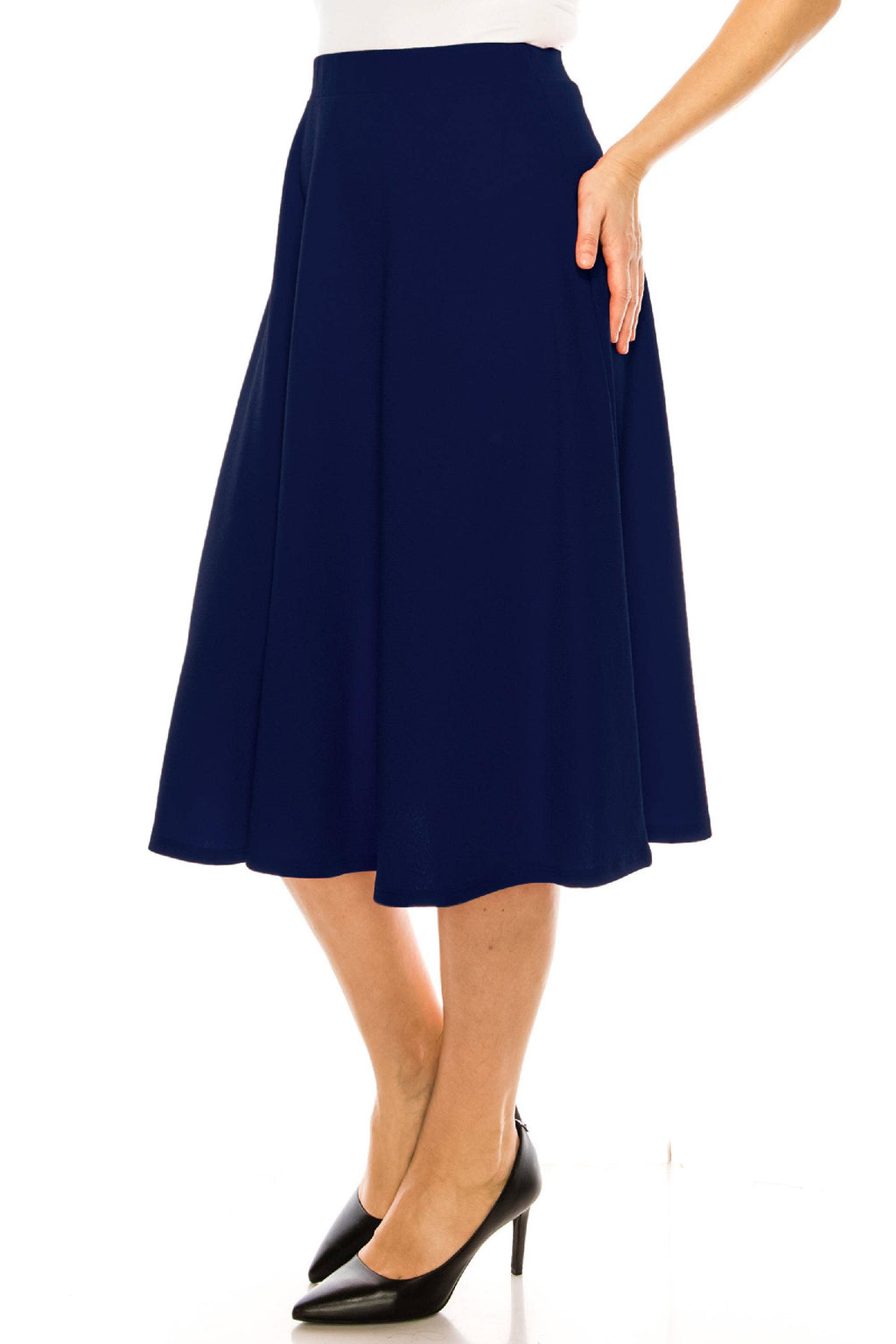 Women's Plus Size Casual Flared Midi Skirt Made in USA