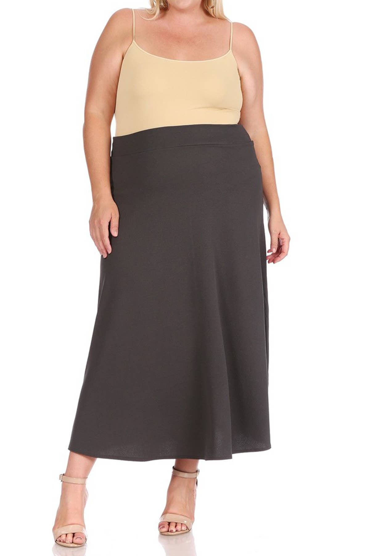 Women's Plus Size Solid Flare Maxi Skirt