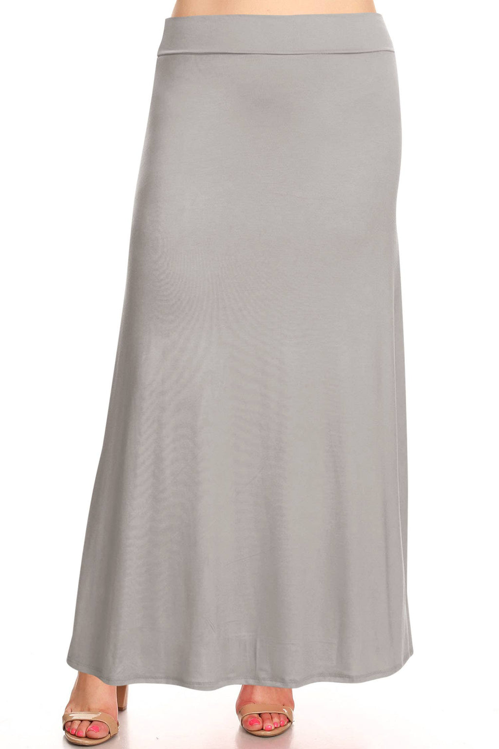 Women's Plus Size Foldable  Waist  Solid Long Maxi Skirt