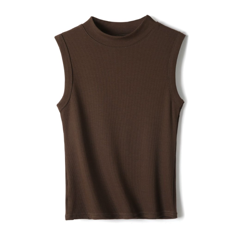 Versatile Essential Basic rib high neck vest tank Top