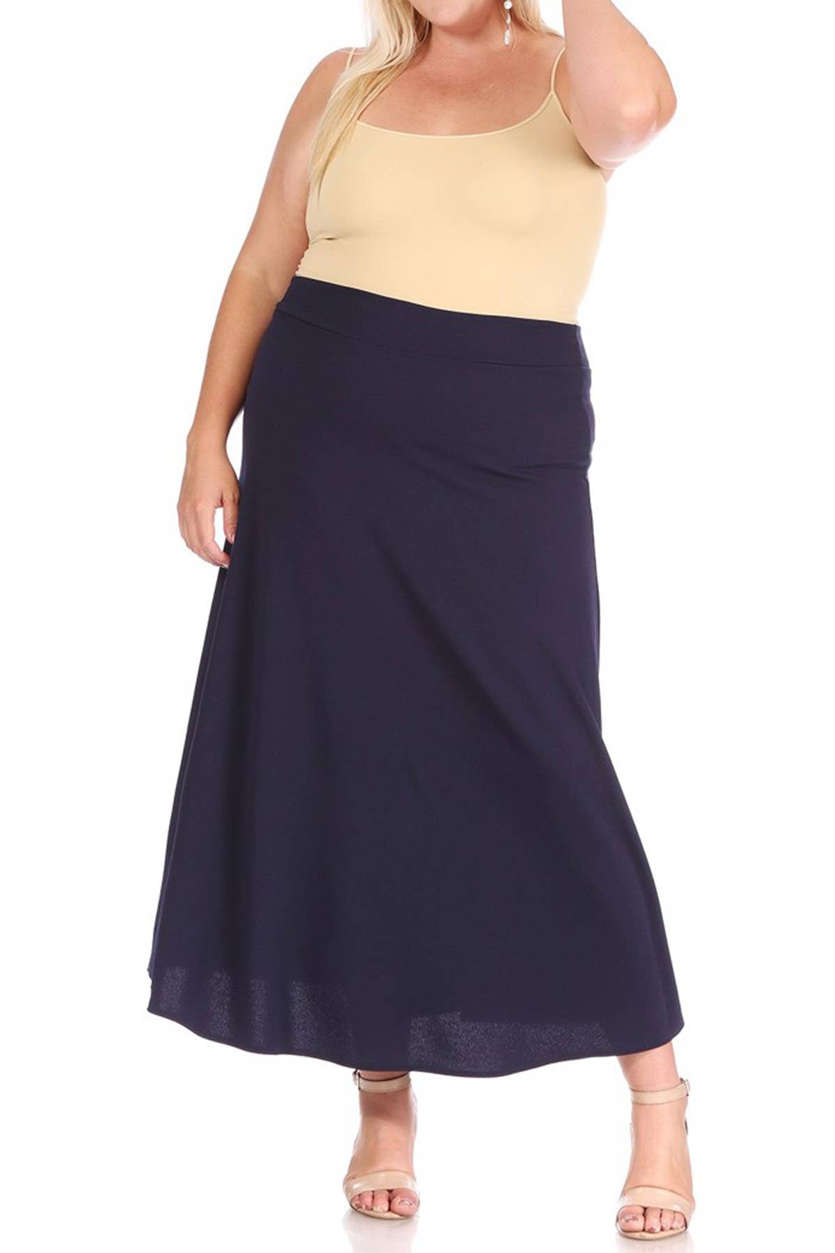 Women's Plus Size Solid Flare Maxi Skirt