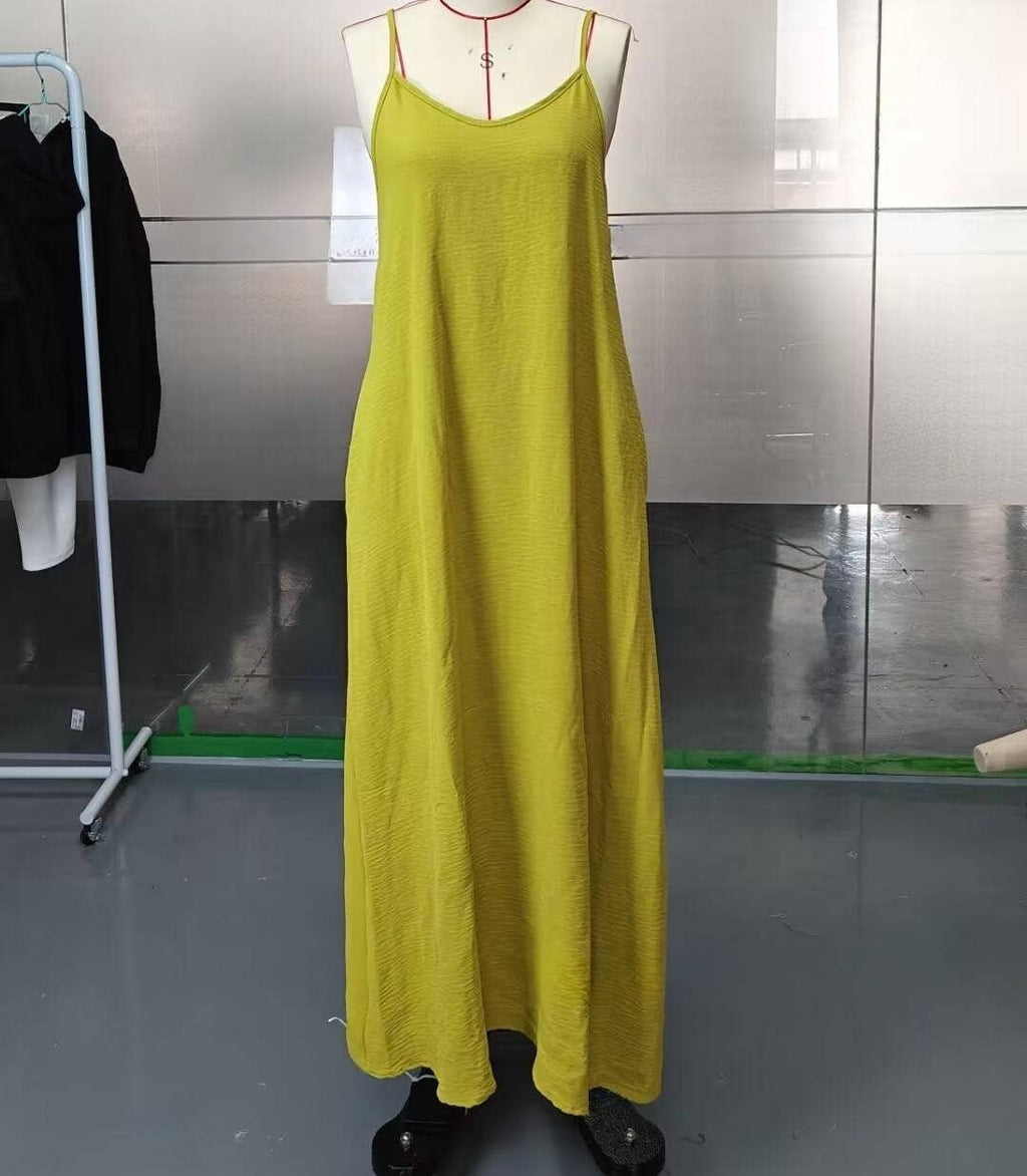 Solid colors loose rope strap maxi dress