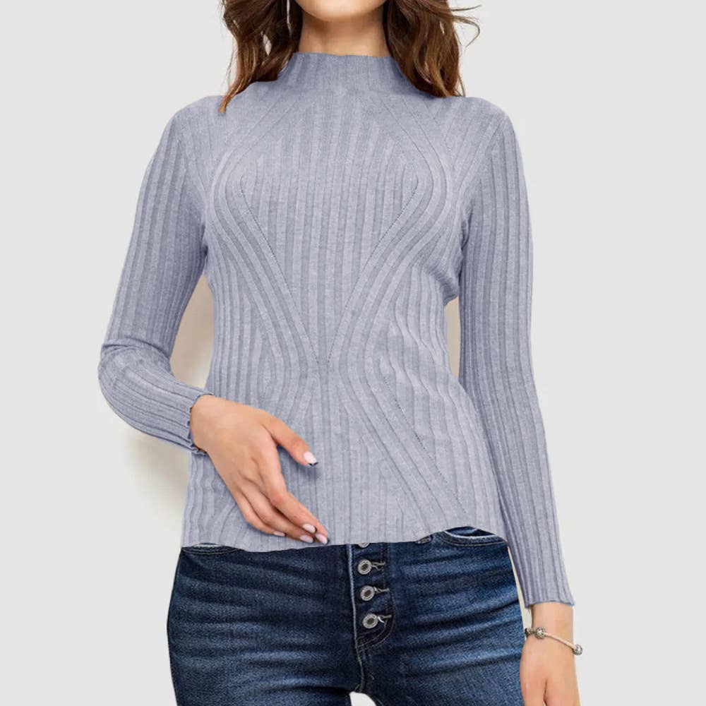 Striped long-sleeved knitted base layer sweater