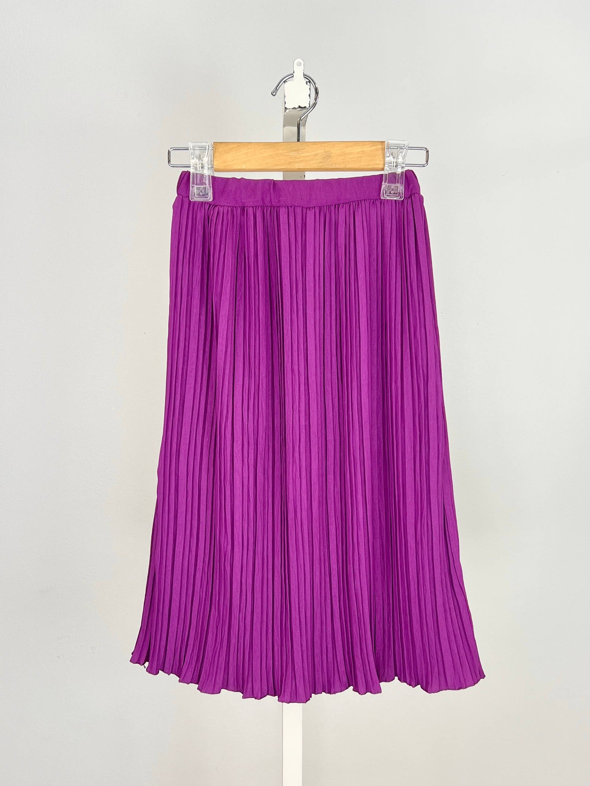 Long pleated skirt with elastic waistband for girls: Bleu ciel