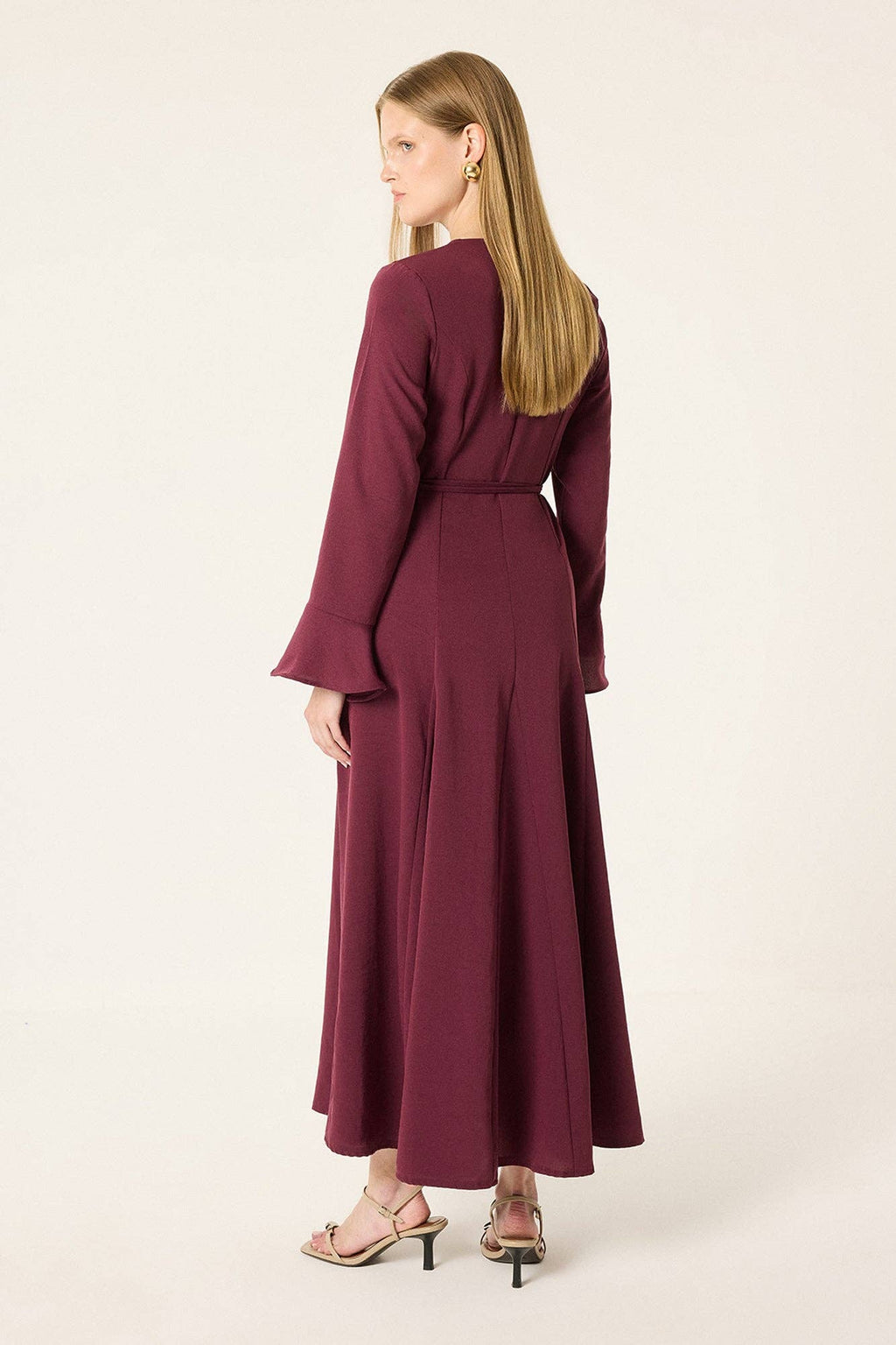 Button Detail Satin Maxi Dress