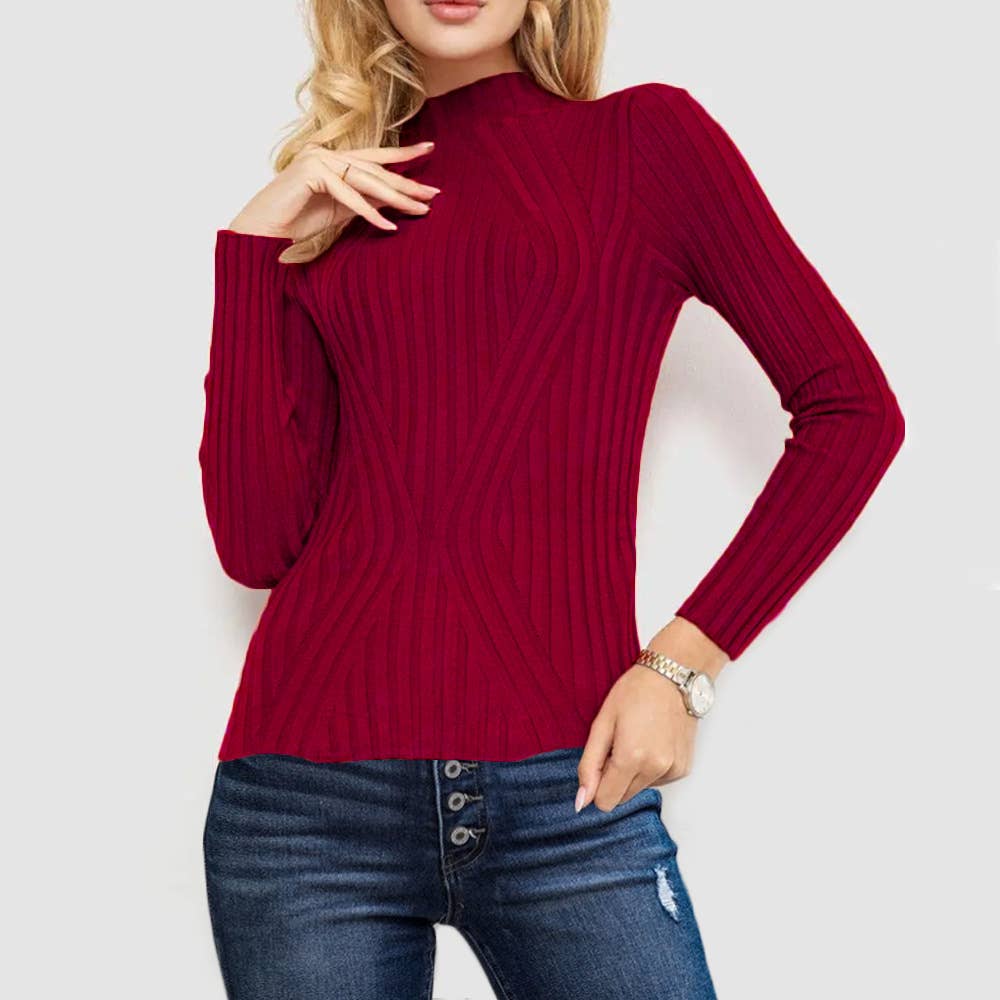 Striped long-sleeved knitted base layer sweater