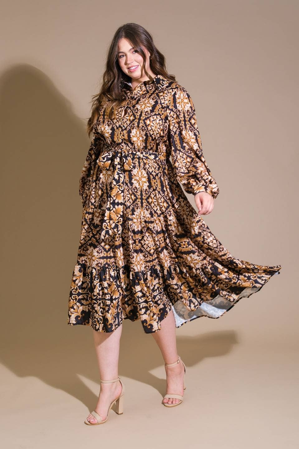 A printed woven midi dress - ID21481-P