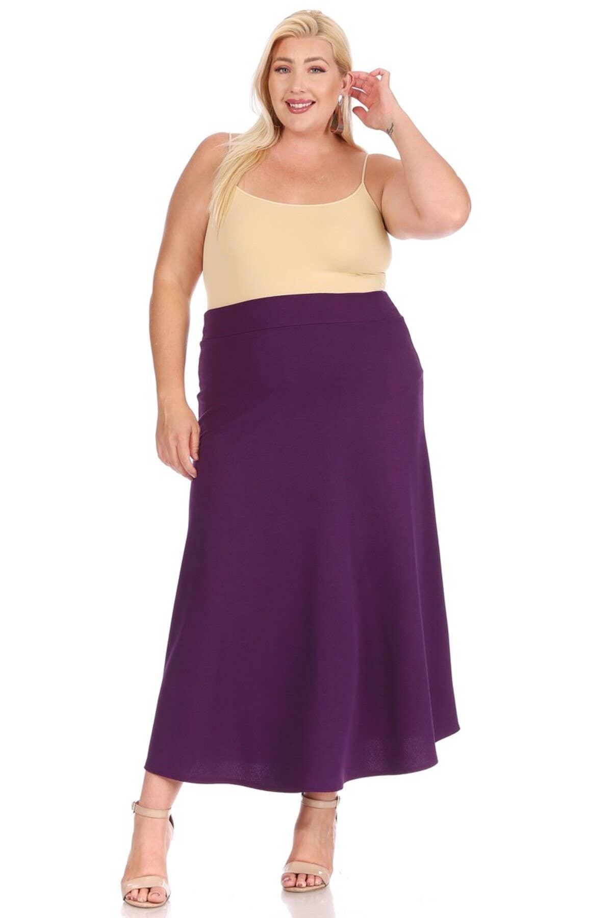 Women's Plus Size Solid Flare A-line Long Skirt