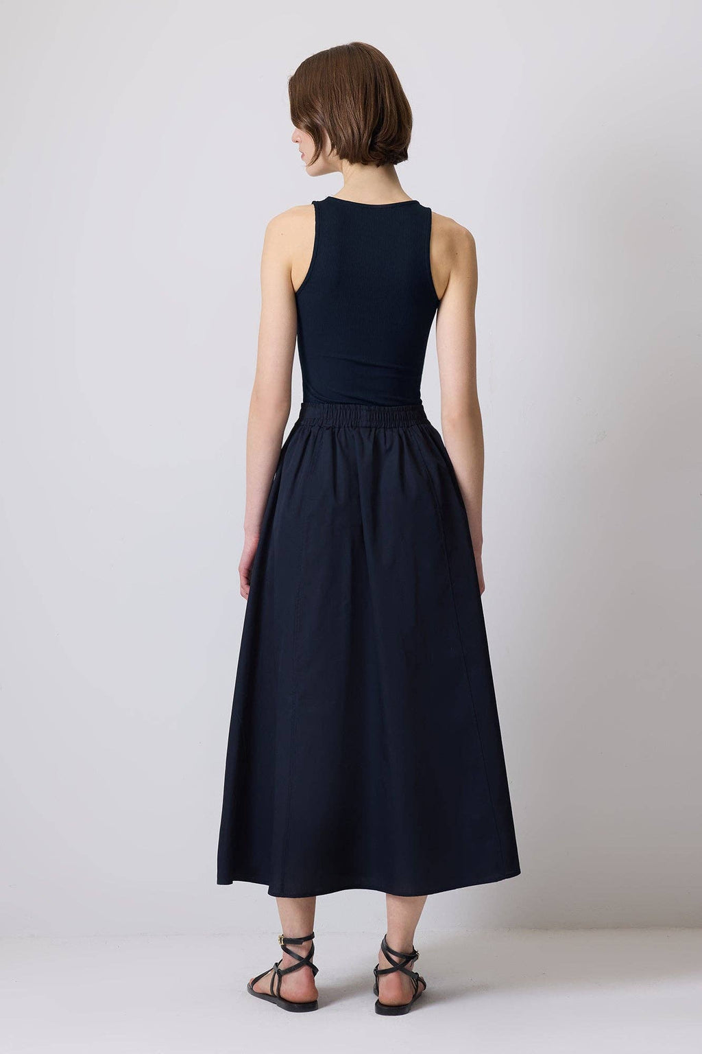 ESSENTIAL HIGH WAIST A-LINE MAXI SKIRT WITH ELASTIC WAISTBAND