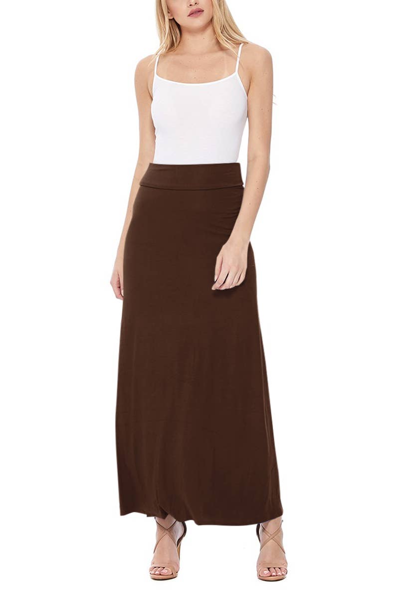 Women's Casual Relaxed Fit Solid Maxi Skirt (Open Pack)